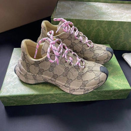 Женские текстильные кроссовки Gucci 2023-2024 коричневые