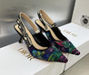 Женские текстильные туфли Christian Dior 2023-2024 синие с цветным