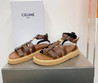 Женские кожаные босоножки Celine 2023-2024 коричневые