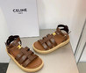 Женские кожаные босоножки Celine 2023-2024 коричневые