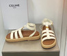 Женские кожаные босоножки Celine 2023-2024 коричневые с белым