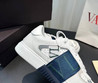 Мужские кожаные кроссовки Valentino 2023-2024 белые с синим