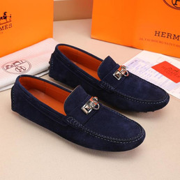 Мужские замшевые мокасины Hermes 2023-2024 синие