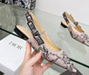 Женские текстильные туфли Christian Dior 2023-2024 бежевые с черным рисунком цветов