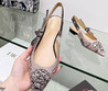 Женские текстильные туфли Christian Dior 2023-2024 бежевые с черным рисунком цветов