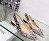 Женские текстильные туфли Christian Dior 2023-2024 бежевые с черным рисунком цветов
