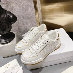 Женские кожаные кроссовки Christian Dior 2023-2024 белые с золотым