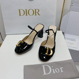 Женские кожаные туфли Christian Dior 2023-2024 черные лакированные