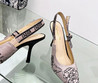 Женские текстильные туфли Christian Dior 2023-2024 розовые с черным цветком на каблуке