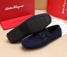 Мужские замшевые мокасины Salvatore Ferragamo 2023-2024 синие