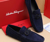 Мужские замшевые мокасины Salvatore Ferragamo 2023-2024 синие