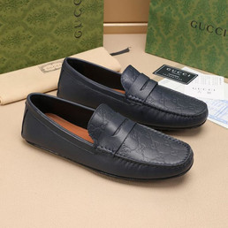 Мужские кожаные мокасины Gucci 2023-2024 синие