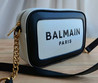 Женская текстильная сумка Balmain 22х15 2023-2024 белая с черным