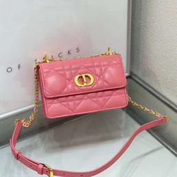 Женская кожаная сумка Christian Dior 19х12 2023-2024 розовая