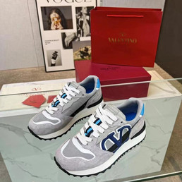 Мужские комбинированные кроссовки Valentino 2023-2024 серые с синим