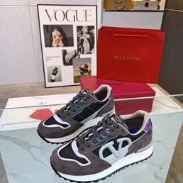Женские комбинированные кроссовки Valentino 2023-2024 коричневые с серым