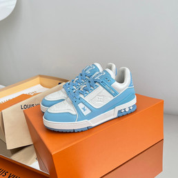 Женские комбинированные кроссовки Louis Vuitton 2023-2024 голубые с белым