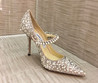 Женские туфли Jimmy Choo 2023-2024 бежевые с украшениями