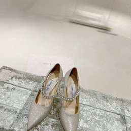 Женские туфли Jimmy Choo 2023-2024 бежевые с блестками