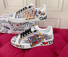 Женские кожаные кроссовки Dolce & Gabbana 2023-2024 белые с цветным принтом