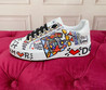Женские кожаные кроссовки Dolce & Gabbana 2023-2024 белые с цветным принтом