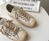 Женские кожаные кроссовки Golden Goose 2023-2024 бежевые с серебряной звездой