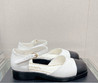 Женские кожаные туфли Chanel Mary Janes 2023-2024 белые с черным носом