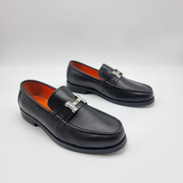 Мужские кожаные лоферы Hermes 2023-2024 черные матовые