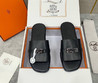 Мужские кожаные сандалии Hermes 2023-2024 черные