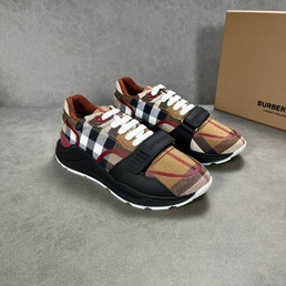 Мужские текстильные кроссовки Burberry 2023-2024 коричневые в клетку