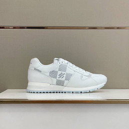 Мужские кожаные кроссовки Louis Vuitton Run Away 2023 белые с серым