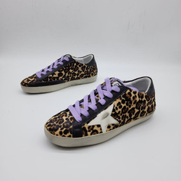 Женские кожаные кроссовки Golden Goose 2023 леопардовые с белой звездой