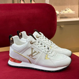 Женские кожаные кроссовки Louis Vuitton 2023 белые с золотым