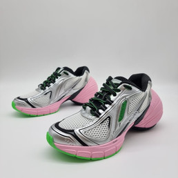 Женские комбинированные кроссовки Givenchy 2023 серые с зеленым и розовым