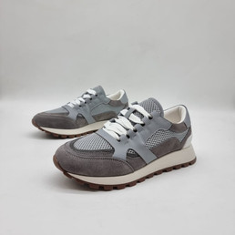 Женские комбинированные кроссовки Brunello Cucinelli 2023 серые