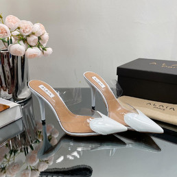 Женские кожаные туфли Alaia 2023 прозрачные с белым