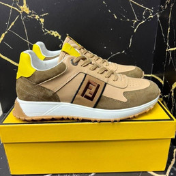 Мужские комбинированные кроссовки Fendi 2023 бежевые