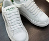 Женские кожаные кроссовки Prada 2023 белые с зеленым