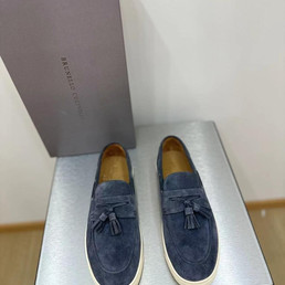 Мужские замшевые мокасины Brunello Cucinelli 2023 голубые