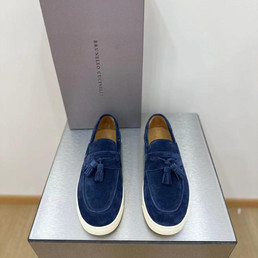 Мужские замшевые мокасины Brunello Cucinelli 2023 синие