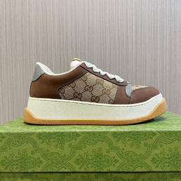 Женские комбинированные кроссовки Gucci 2023 коричневые