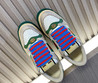 Женские комбинированные кроссовки Gucci 2023 бежевые с зеленым