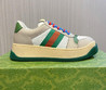 Женские комбинированные кроссовки Gucci 2023 бежевые с зеленым