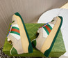 Женские комбинированные кроссовки Gucci 2023 бежевые с зеленым