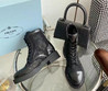 Женские кожаные ботинки Prada 2023 черные в сетку