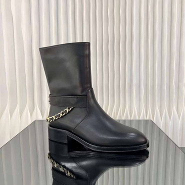 Женские кожаные ботинки Chanel 2023 черные
