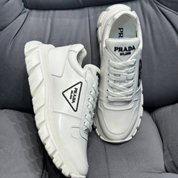 Мужские кожаные кроссовки Prada 2023 белые