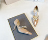 Женские кожаные туфли Jimmy Choo 2023 бежевые с украшением под жемчуг