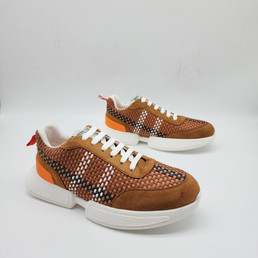 Мужские замшевые кроссовки Hermes 2023 коричневые