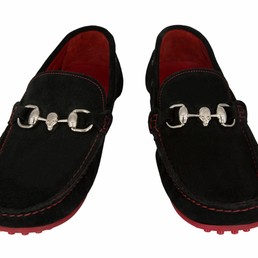 Мужские летние замшевые мокасины Philipp Plein Skull черные